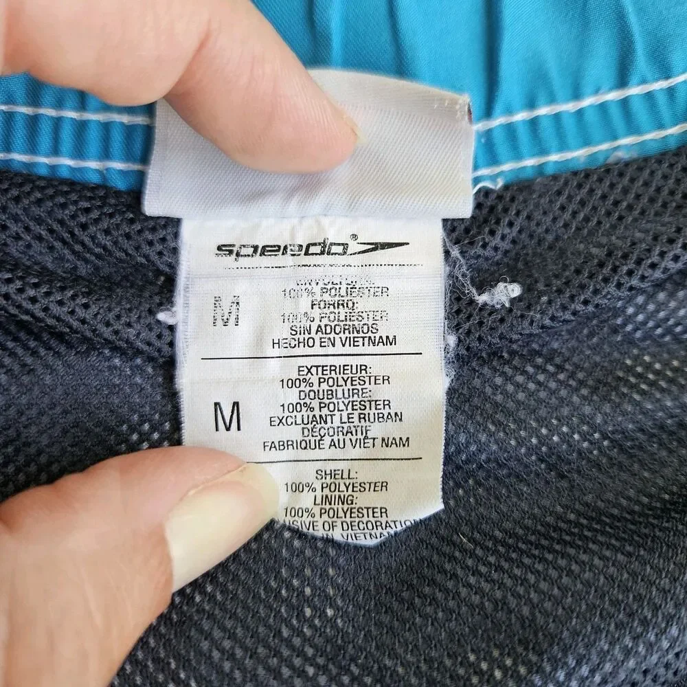 Speedo Mens's Medium Plaid Board Shorts Blue Orange Retro Surf Swim Trunks